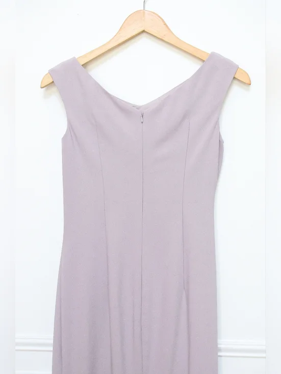 Gia Franco Mauve Purple Embellished Bow Floor Length Trumpet Evening Gown Size 4 - Picture 9 of 13